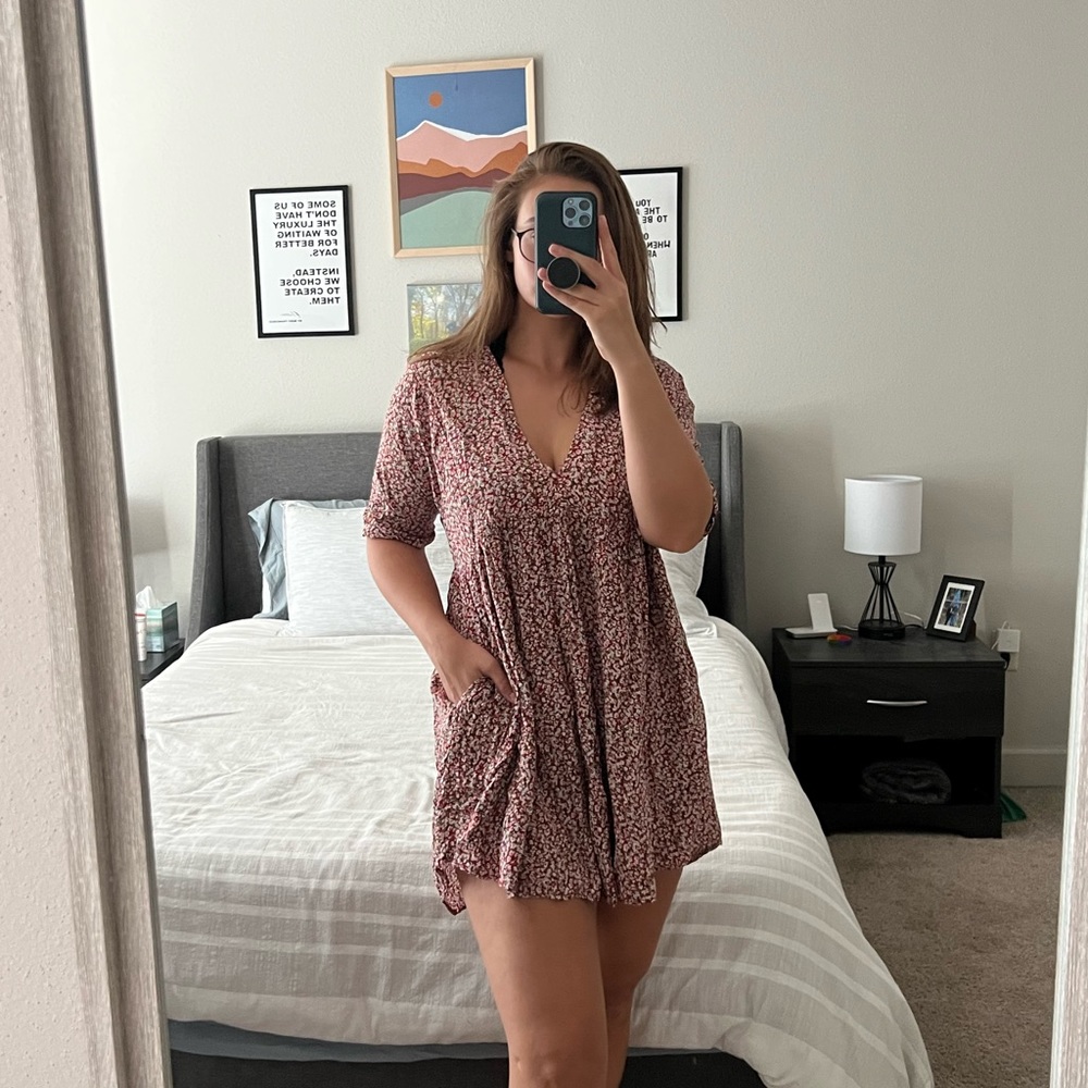 Natural Life Flowy Babydoll Dress with Pockets